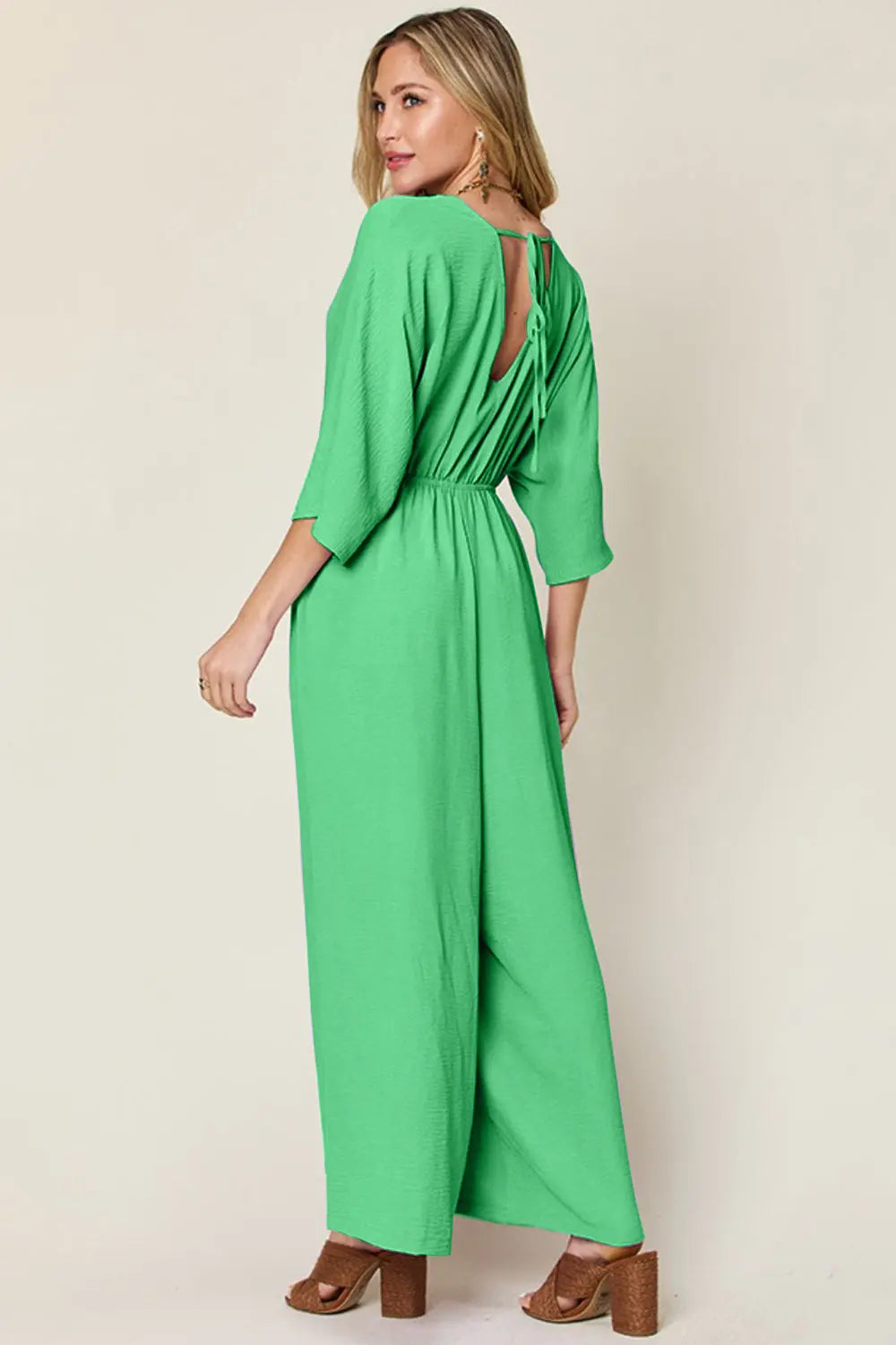 Size Inclusive Surplice Wide Leg Jumpsuit with Pockets - ThingsWeUseAndLove 