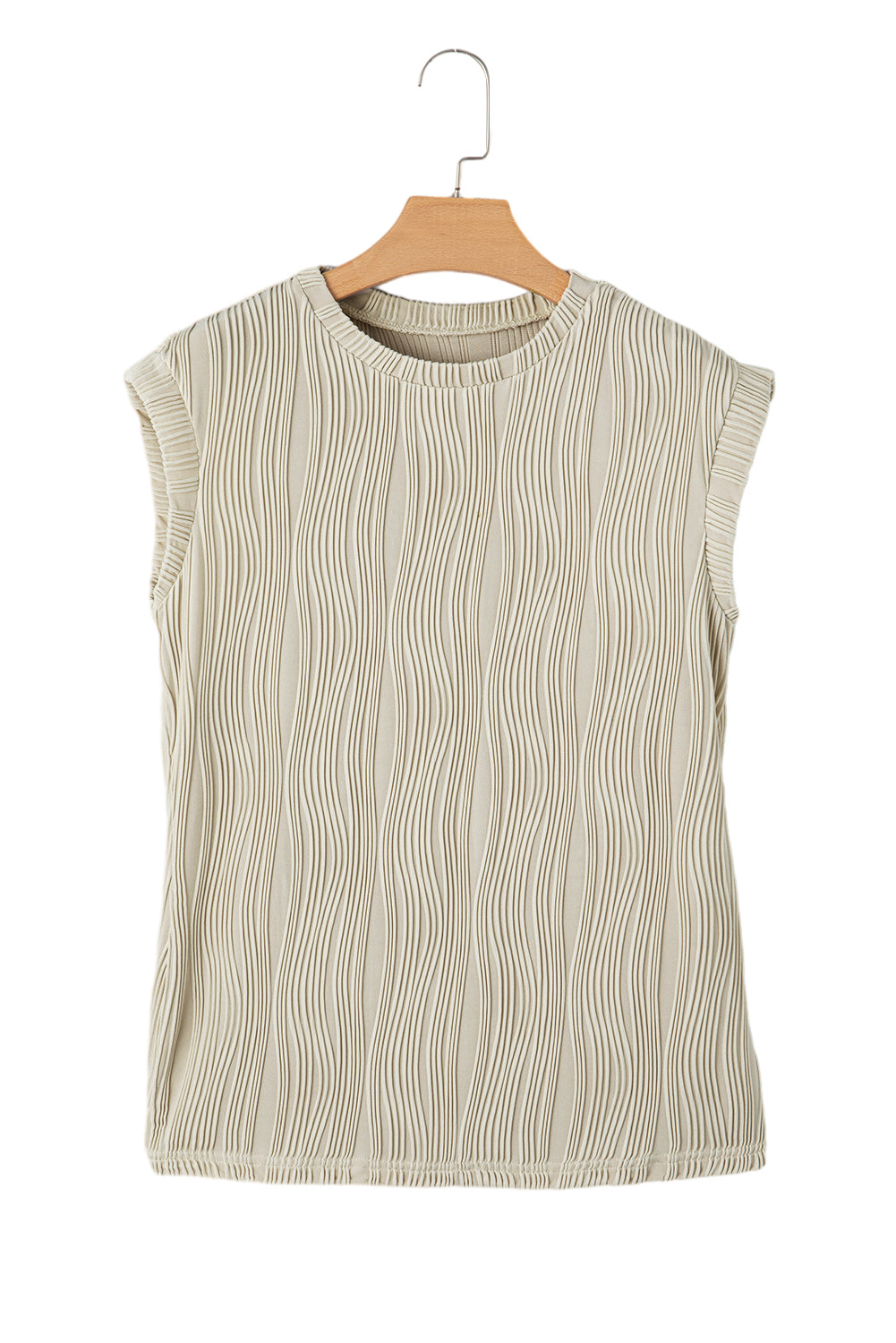 Wavy Textured Cap Sleeve Top - ThingsWeUseAndLove 
