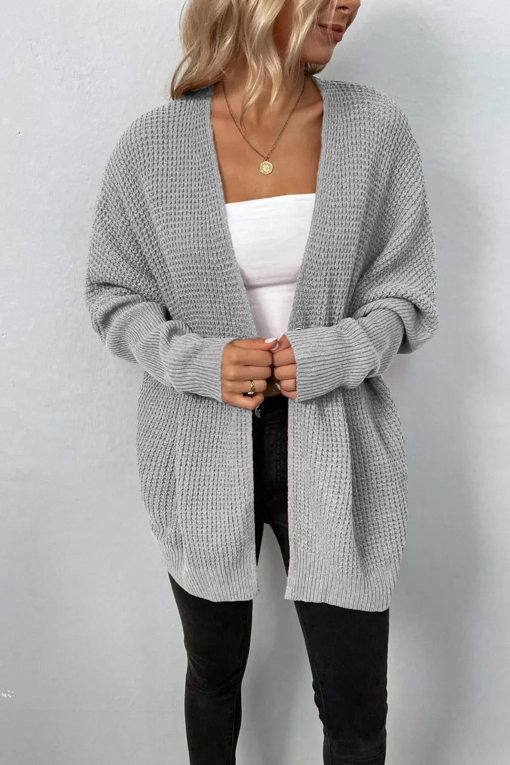 Jovie Open Front Dropped Shoulder Cardigan - ThingsWeUseAndLove 