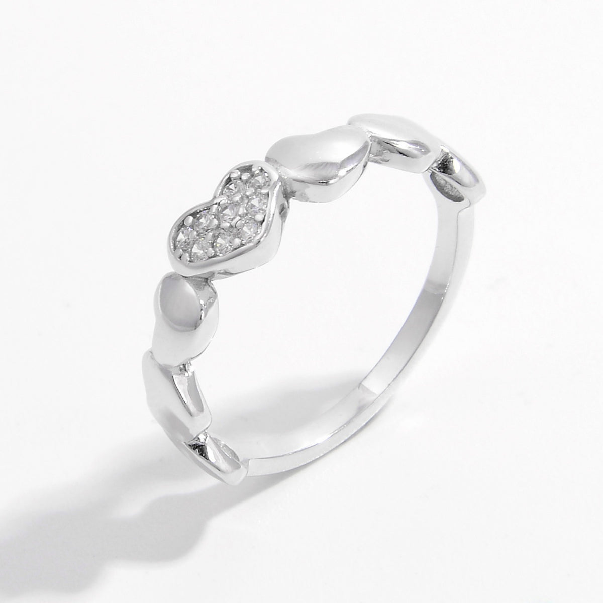 Sterling Silver Inlaid Zircon Heart Ring - ThingsWeUseAndLove 