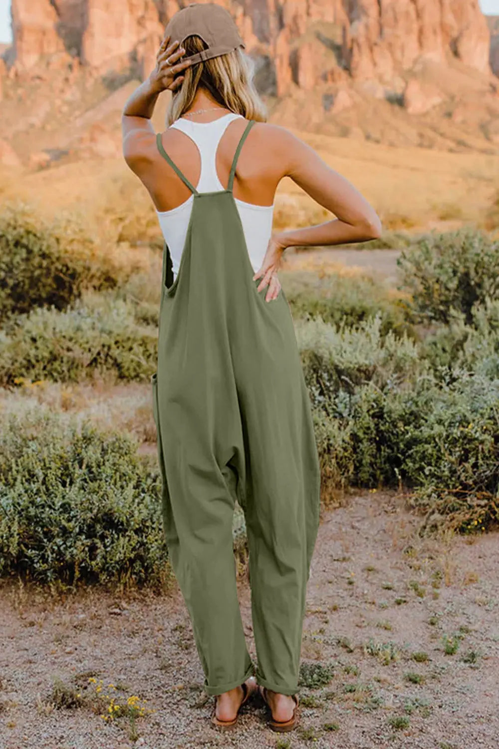 Dakota Size Inclusive V-Neck Sleeveless Jumpsuit with Pockets - ThingsWeUseAndLove 