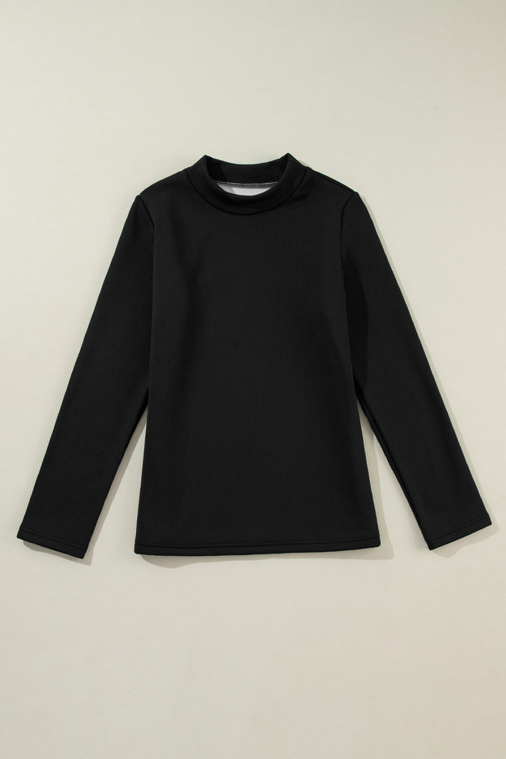 Black Mock Neck Thermal Lined Long Sleeve Top - ThingsWeUseAndLove 