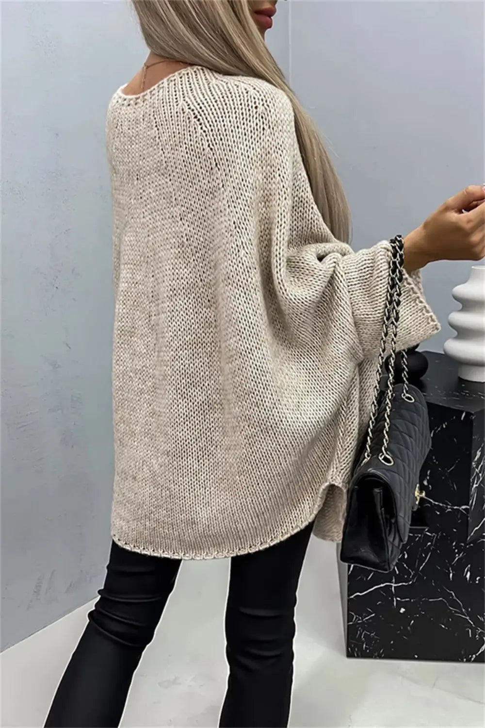 Batwing Sleeve Round Neck Sweater - ThingsWeUseAndLove 