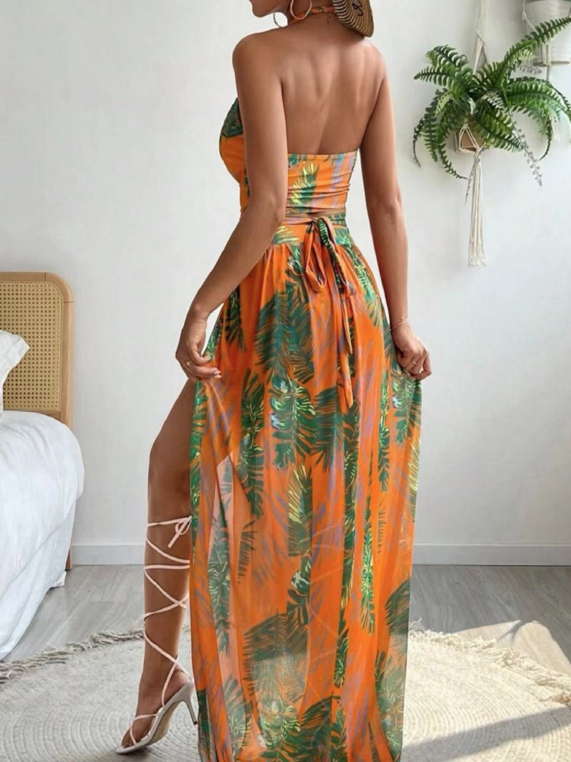 Printed Halter Neck Three-Piece Swim Set - ThingsWeUseAndLove 