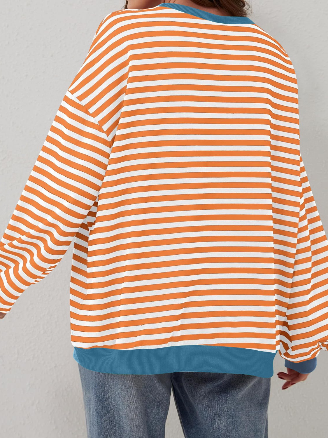 Aviana Contrast Striped Long Sleeve Sweatshirt - ThingsWeUseAndLove 