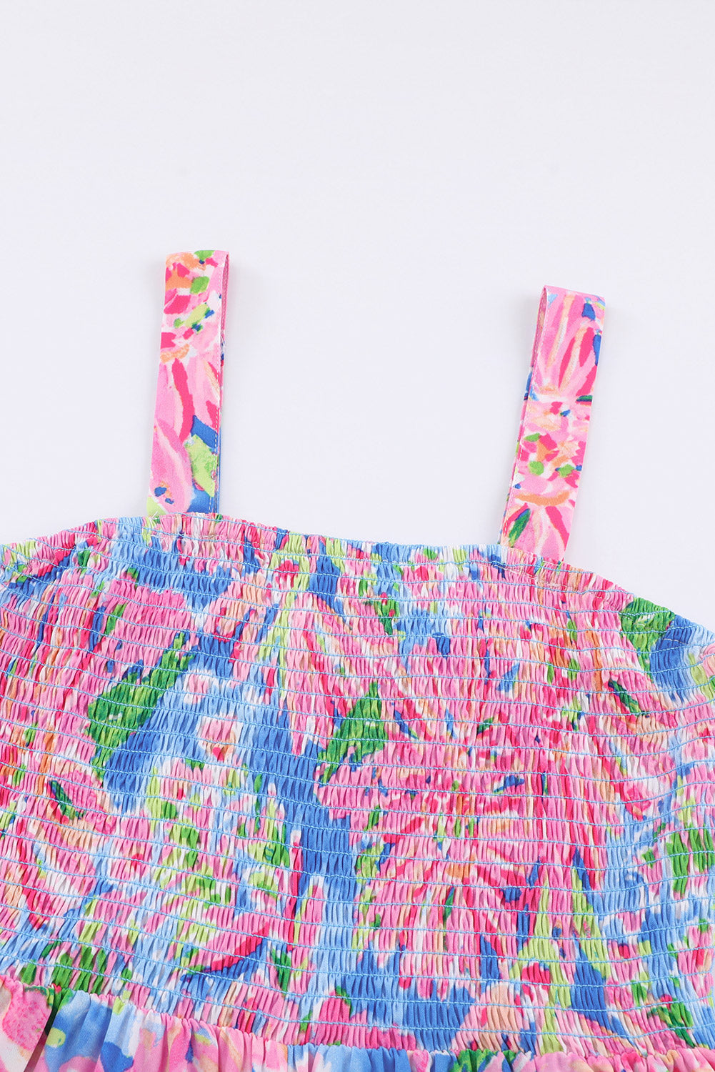 Floral Smocked Square Neck Jumpsuit with Pockets - ThingsWeUseAndLove 