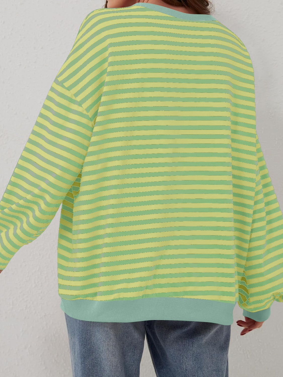Aviana Contrast Striped Long Sleeve Sweatshirt - ThingsWeUseAndLove 