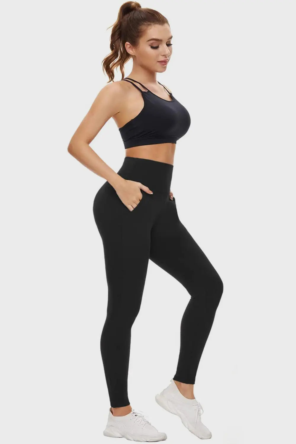 Pocketed High Waist Active Leggings - ThingsWeUseAndLove 