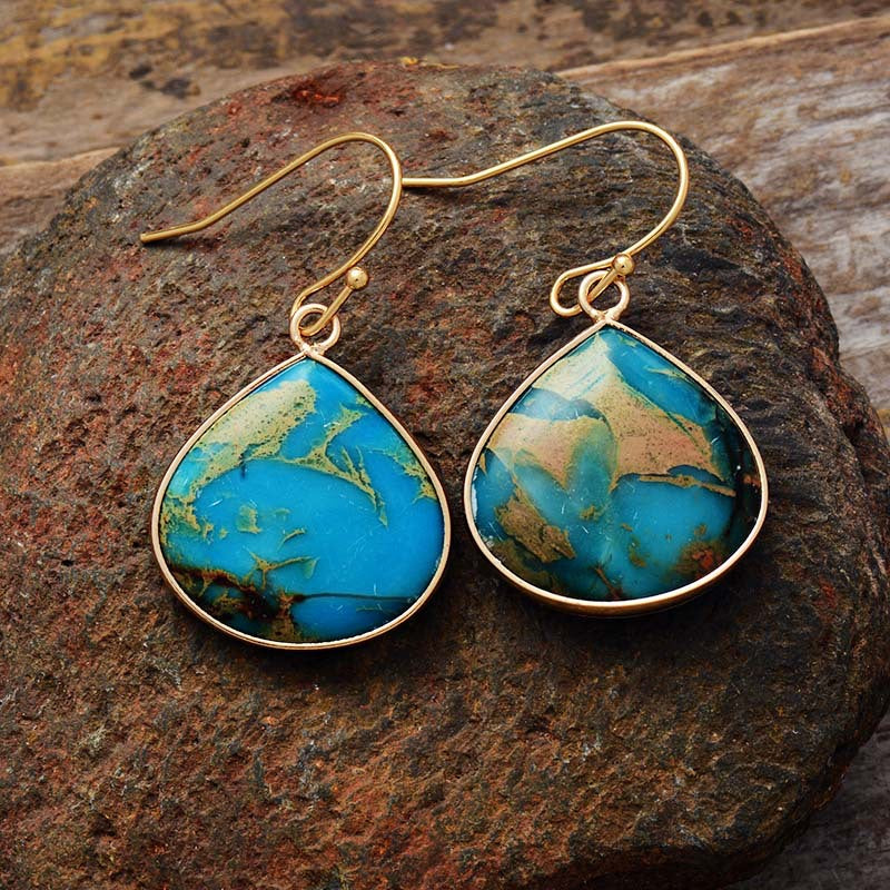 18K Gold-Plated Natural Stone Earrings - ThingsWeUseAndLove 