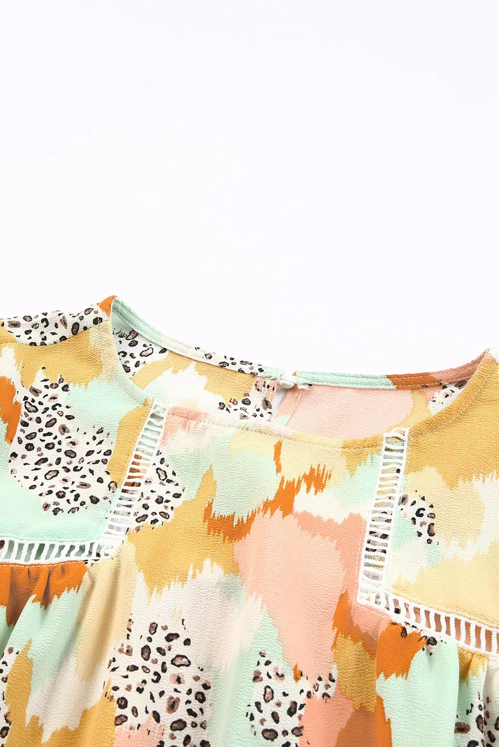 Boho Frill Multicolor Abstract Print Long Sleeve Blouse - ThingsWeUseAndLove 