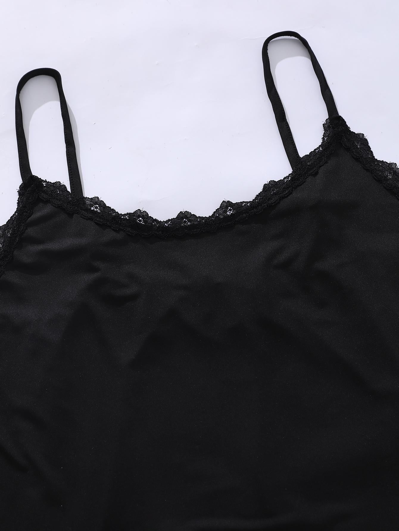 Meara Size Inclusive Lace Trim Scoop Neck Cami and Printed Shorts Pajama Set - ThingsWeUseAndLove 