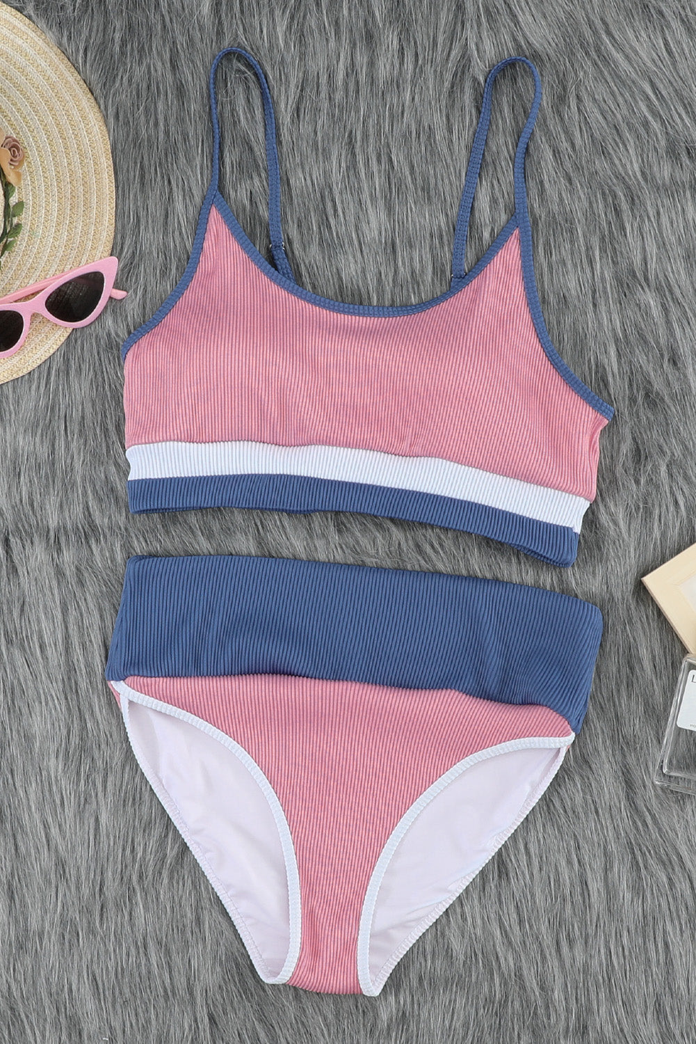 Color Block Scoop Neck Two-Piece Swim Set - ThingsWeUseAndLove 