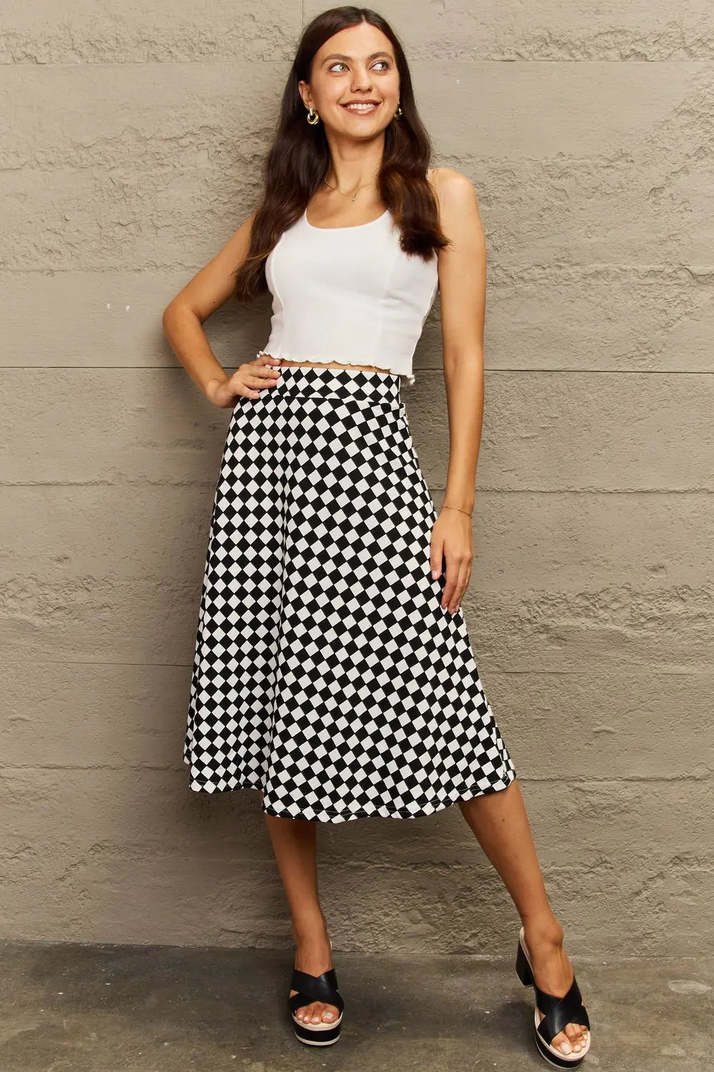 Wide Waistband Knee Length Skirt - ThingsWeUseAndLove 