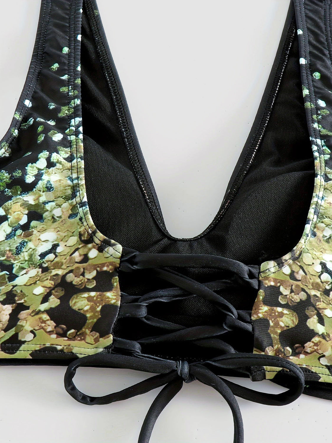 Lace-Up Printed Wide Strap Bikini Set - ThingsWeUseAndLove 