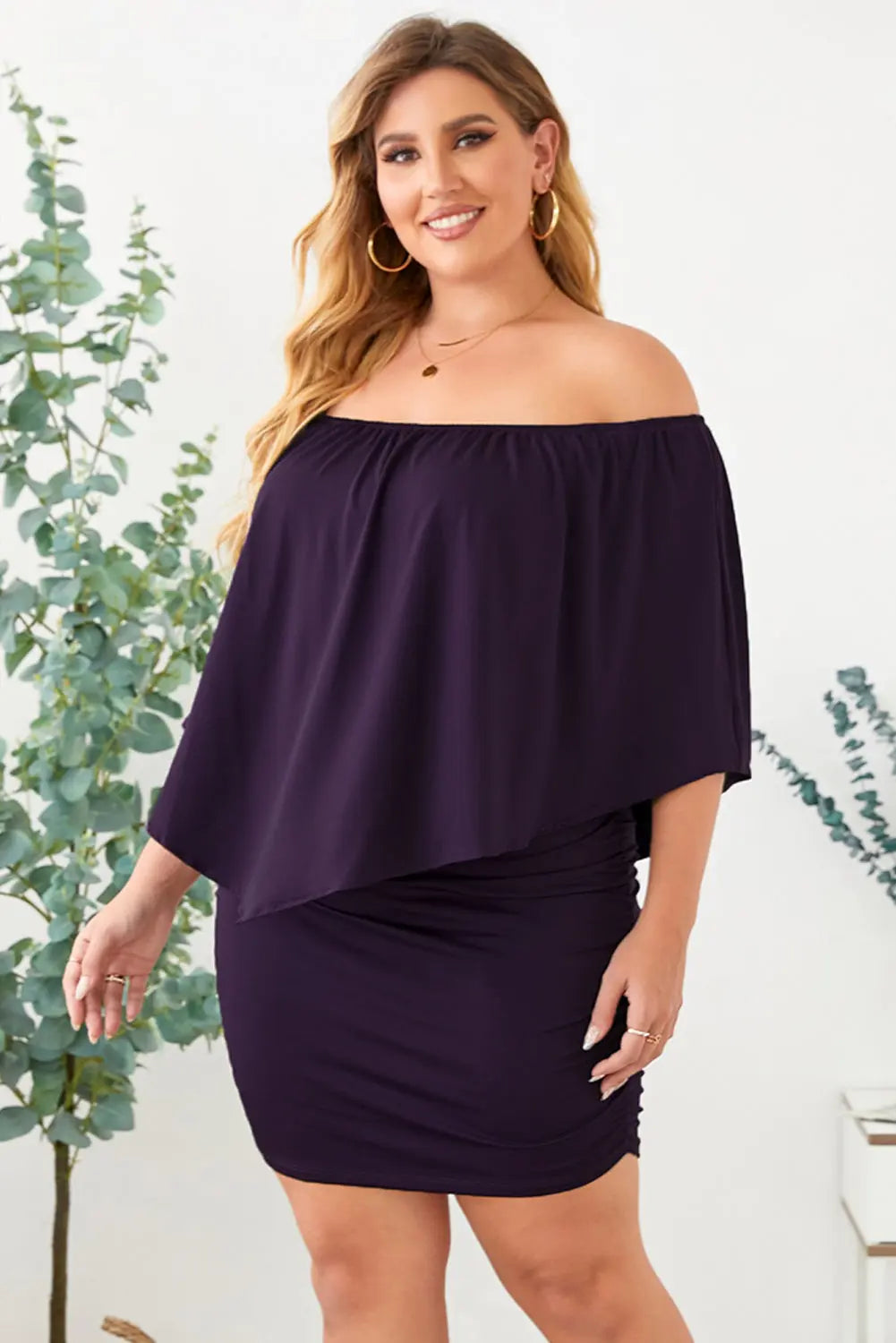 Halo Size Inclusive Off-Shoulder Half Sleeve Dress - ThingsWeUseAndLove 