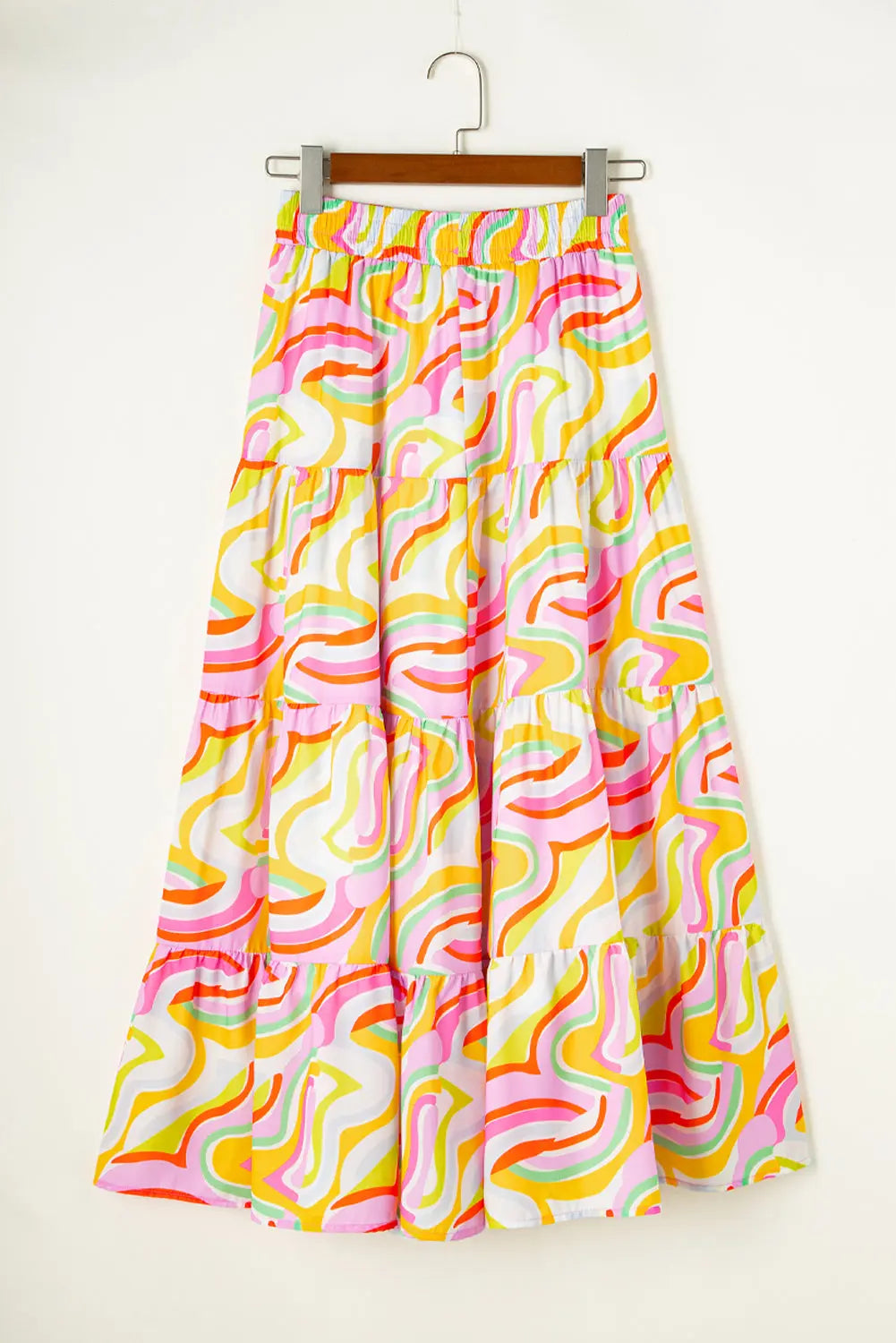 Printed Elastic Waist Skirt - ThingsWeUseAndLove 