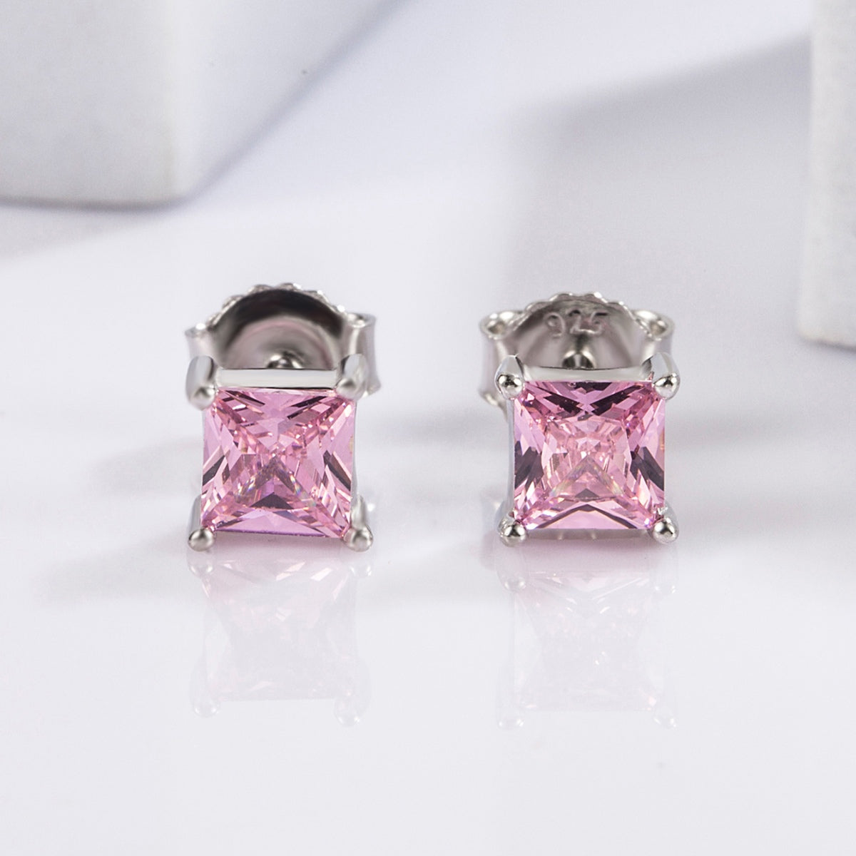 925 Sterling Silver Square Zircon Earrings - ThingsWeUseAndLove Silver-One-Size