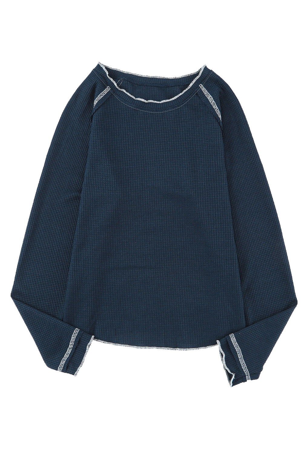 Exposed Seam Textured Pullover Long Sleeve Top - ThingsWeUseAndLove 