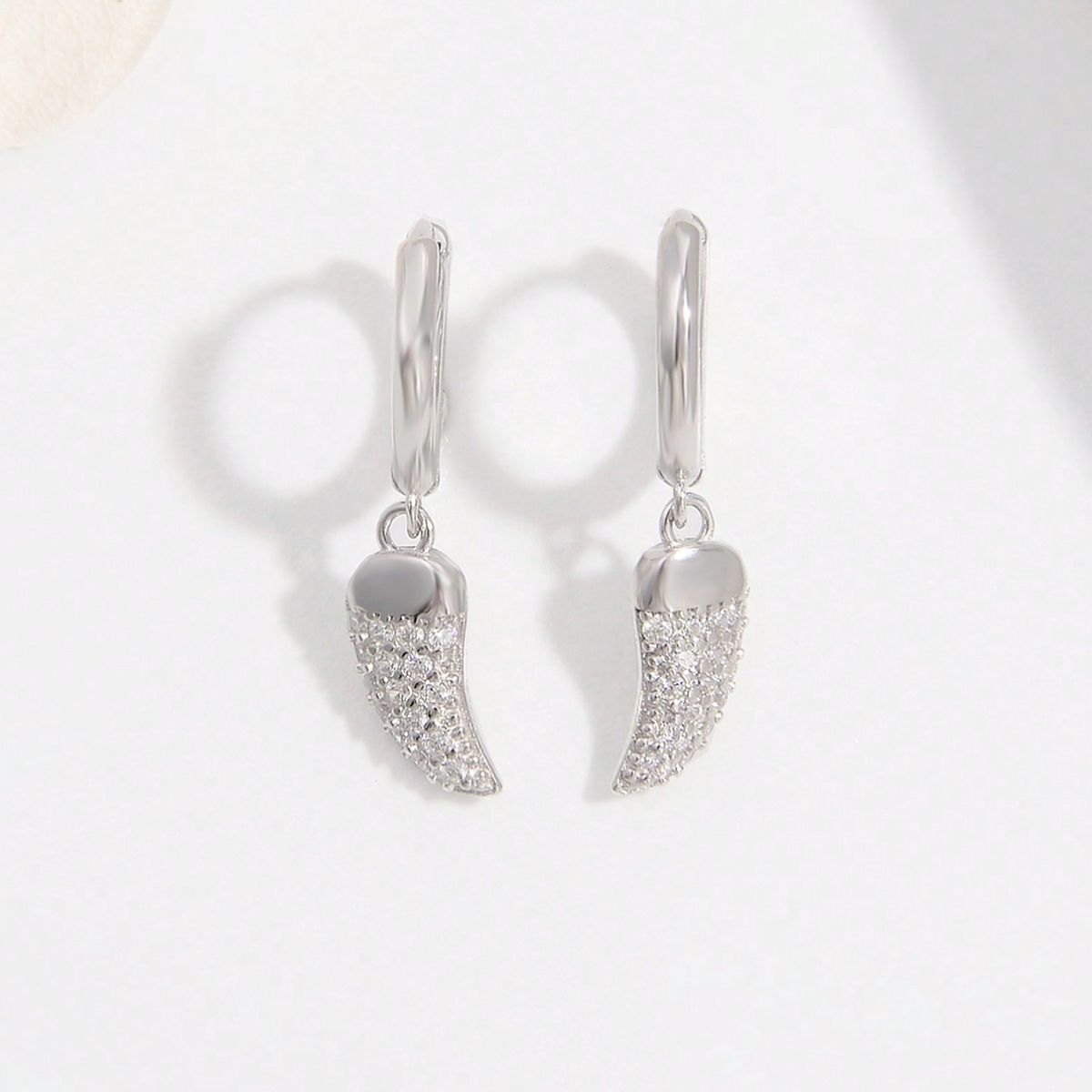 Sterling Silver Zircon Chili Shape Earrings - ThingsWeUseAndLove Silver-One-Size