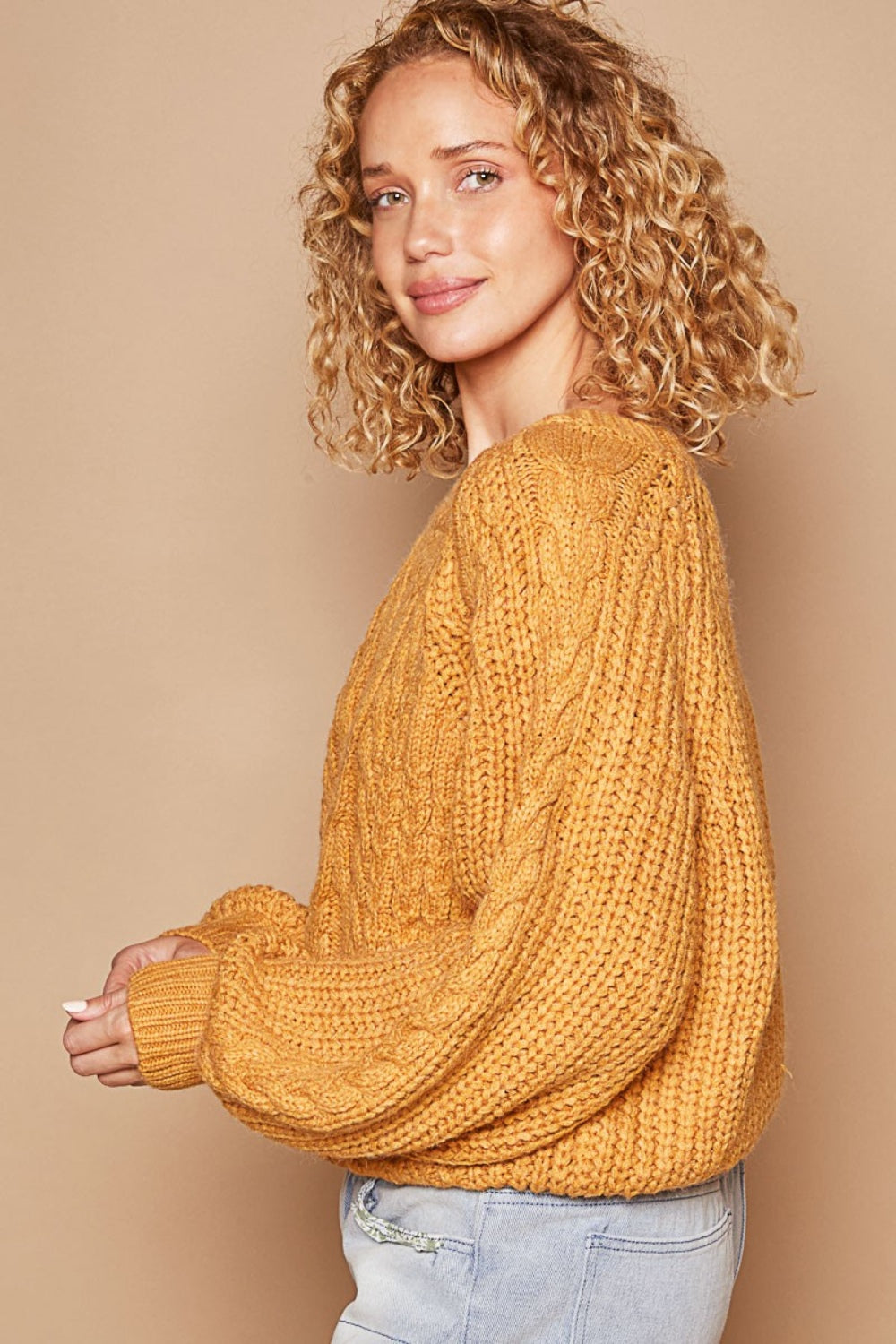 Cable Knit Cutout Long Sleeve Sweater - ThingsWeUseAndLove 