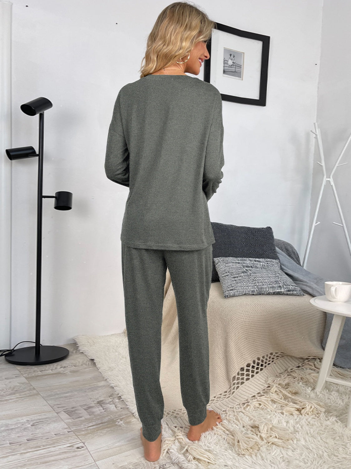 Zya Round Neck Top and Drawstring Pants Lounge Set - ThingsWeUseAndLove 