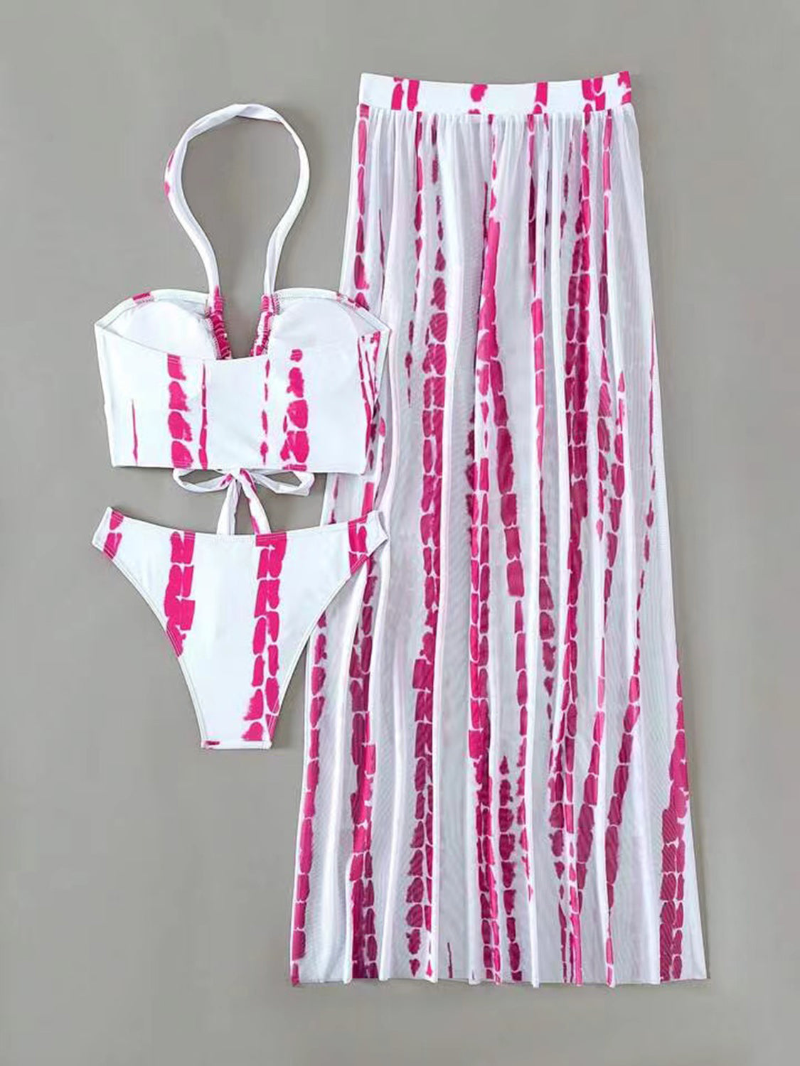 Printed Halter Neck Three-Piece Swim Set - ThingsWeUseAndLove 