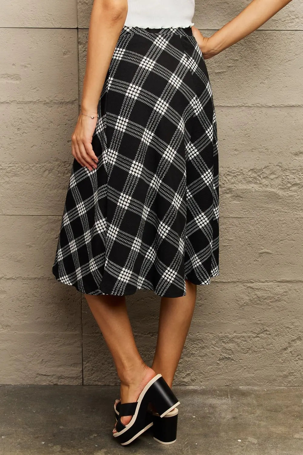 Wide Waistband Knee Length Skirt - ThingsWeUseAndLove 