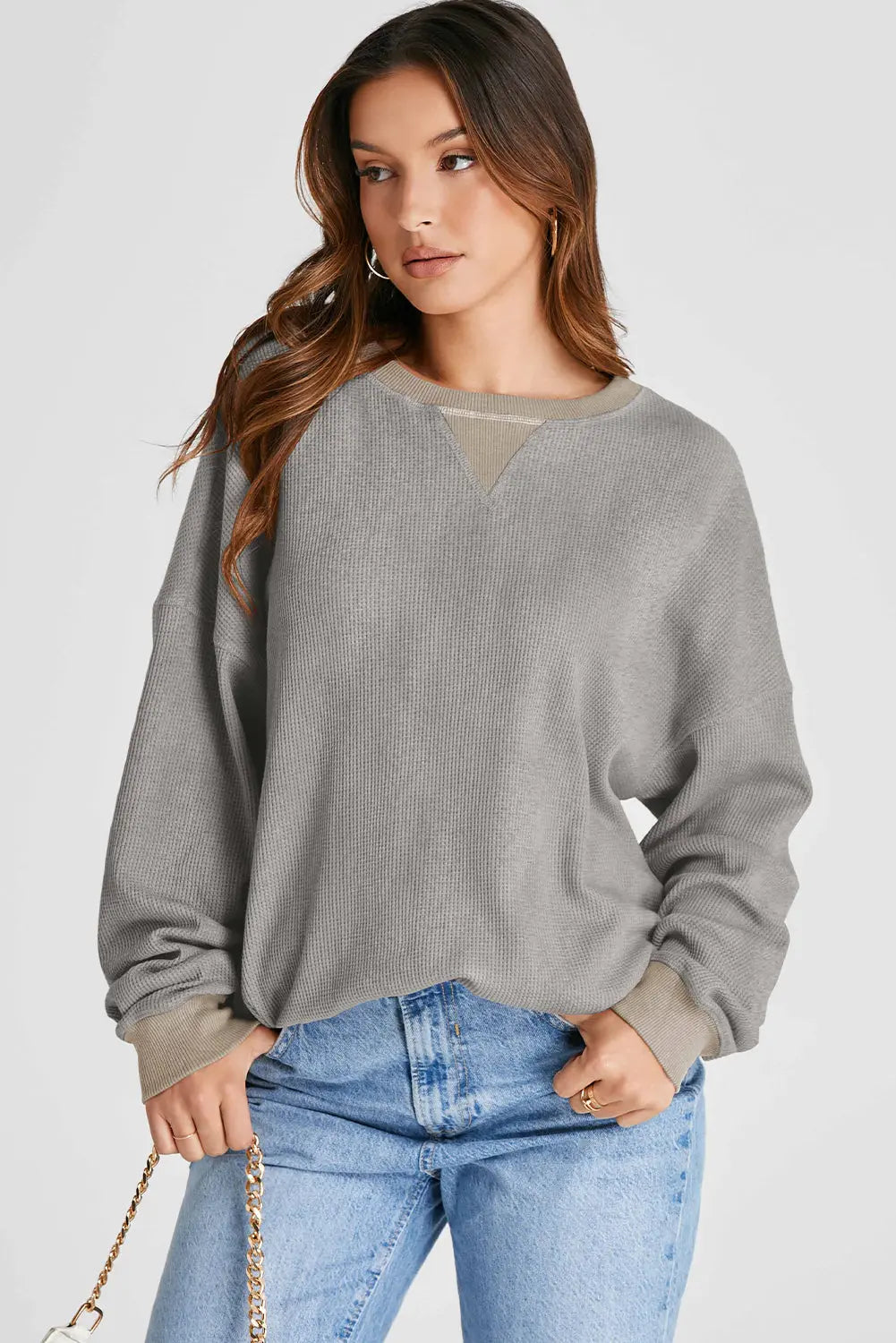 Berlin Waffle-Knit Long Sleeve Sweatshirt - ThingsWeUseAndLove 