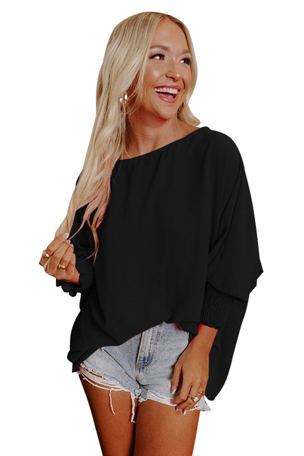 Batwing Sleeve Business Casual Blouse for Women - ThingsWeUseAndLove 