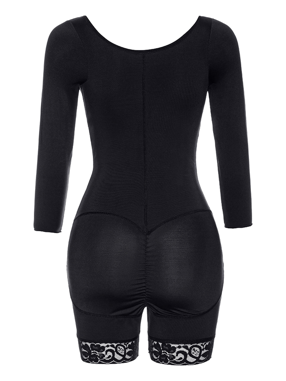 Zip Up Lace Detail Long Sleeve Shapewear