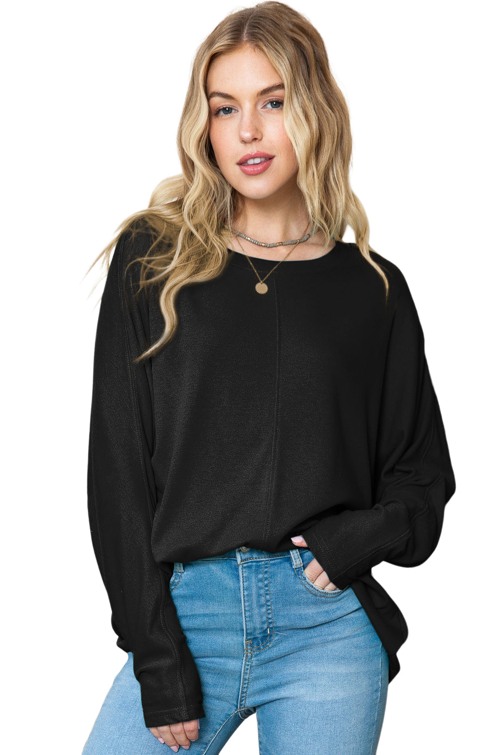 Casual Seam Long Sleeve Top - ThingsWeUseAndLove 