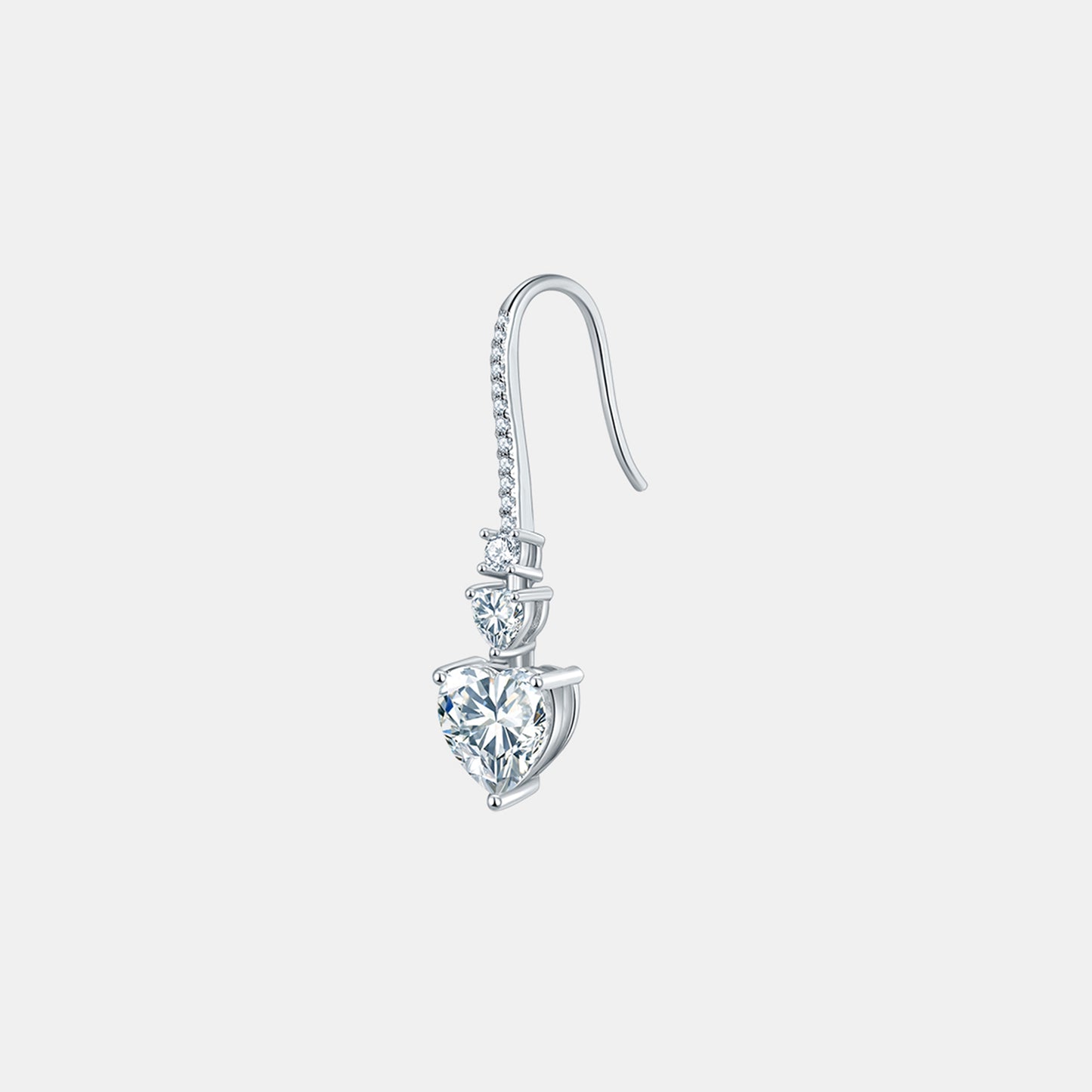 5.44 Carat 925 Sterling Silver Moissanite Heart Drop Earrings - ThingsWeUseAndLove 