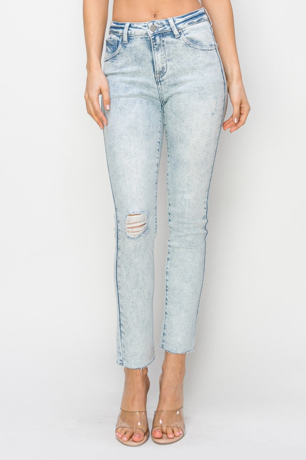 High Rise Distressed Skinny Jeans - ThingsWeUseAndLove Light-3XL