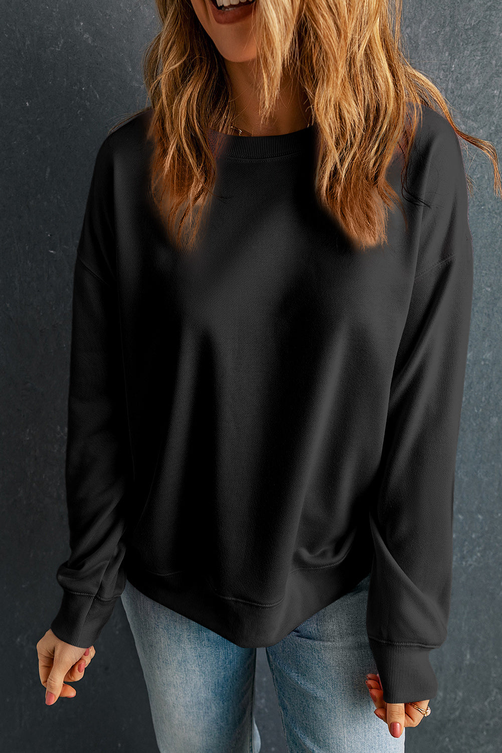 Irha Dropped Shoulder Round Neck  Sweatshirt - ThingsWeUseAndLove 