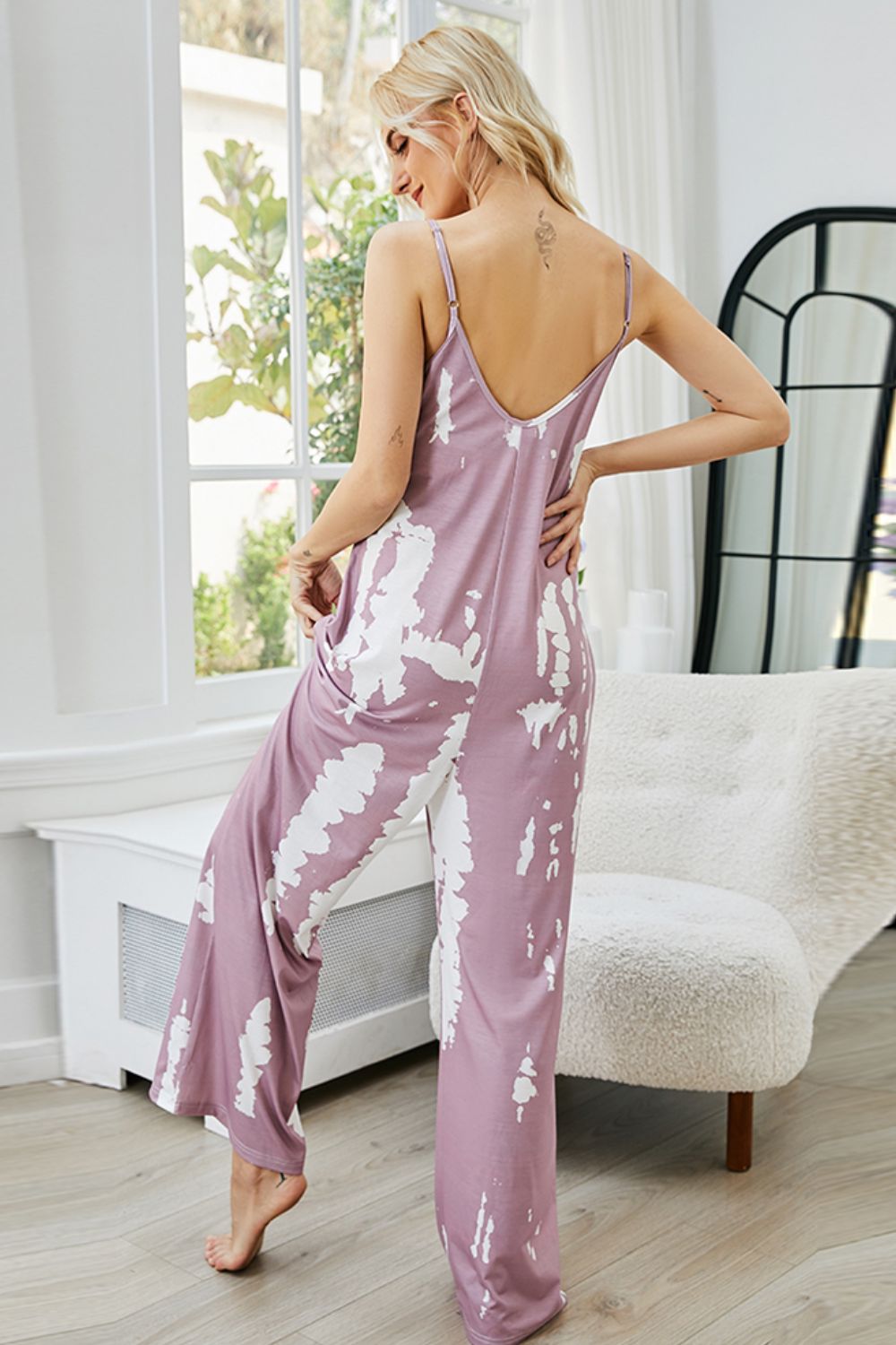 Tie-Dye Spaghetti Strap Jumpsuit with Pockets - ThingsWeUseAndLove 