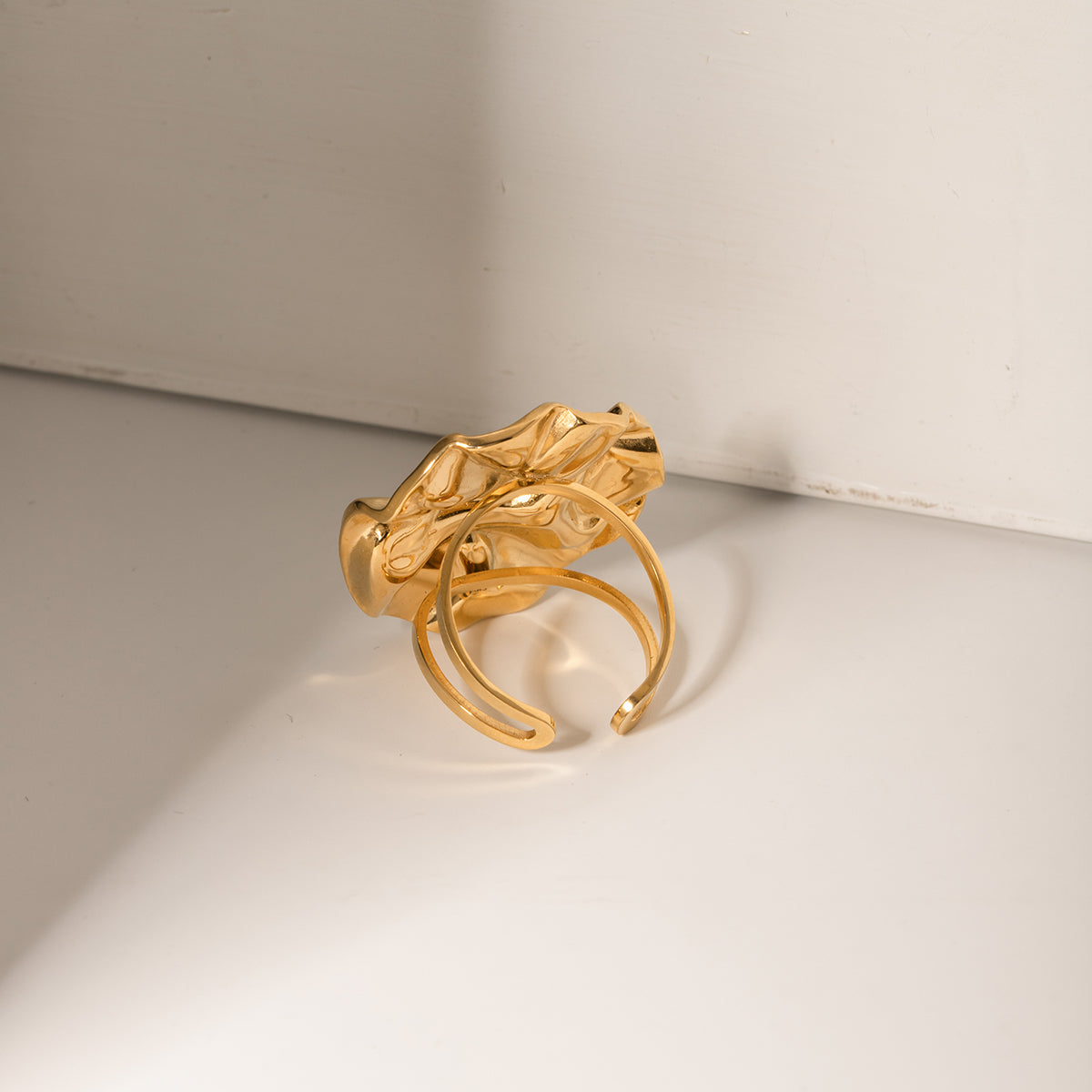 18K Gold-Plated Irregular Open Ring - ThingsWeUseAndLove 