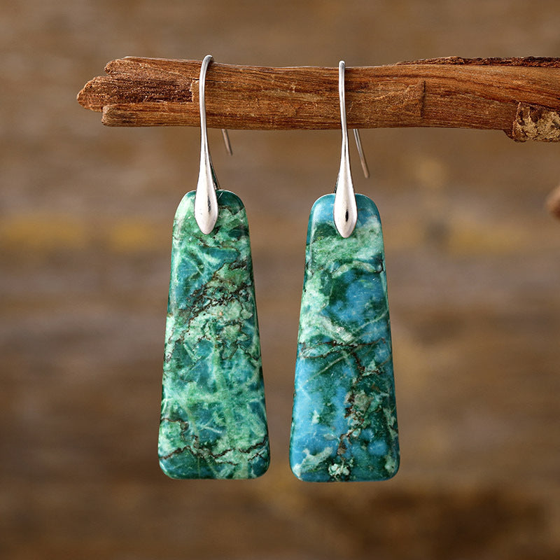 Copper Natural Stone Earrings - ThingsWeUseAndLove Green-Silver-One-Size