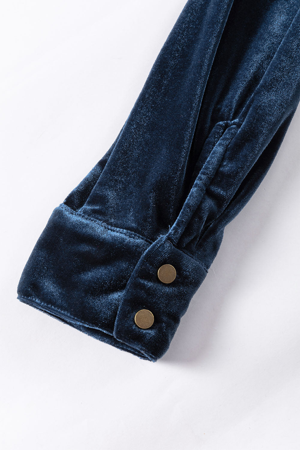 Frilled Neck Buttoned Front Velvet Top - ThingsWeUseAndLove 