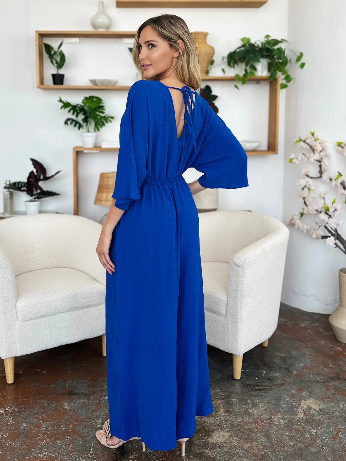 Size Inclusive Surplice Wide Leg Jumpsuit with Pockets - ThingsWeUseAndLove 