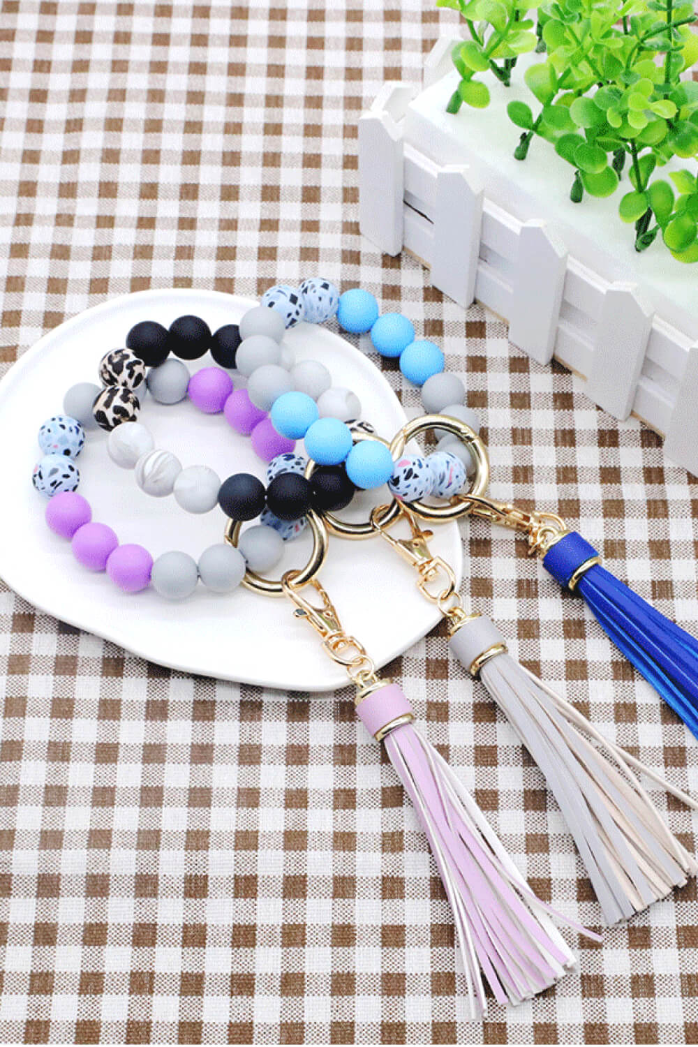 Assorted 2-Pack Multicolored Beaded Tassel Keychain - ThingsWeUseAndLove 