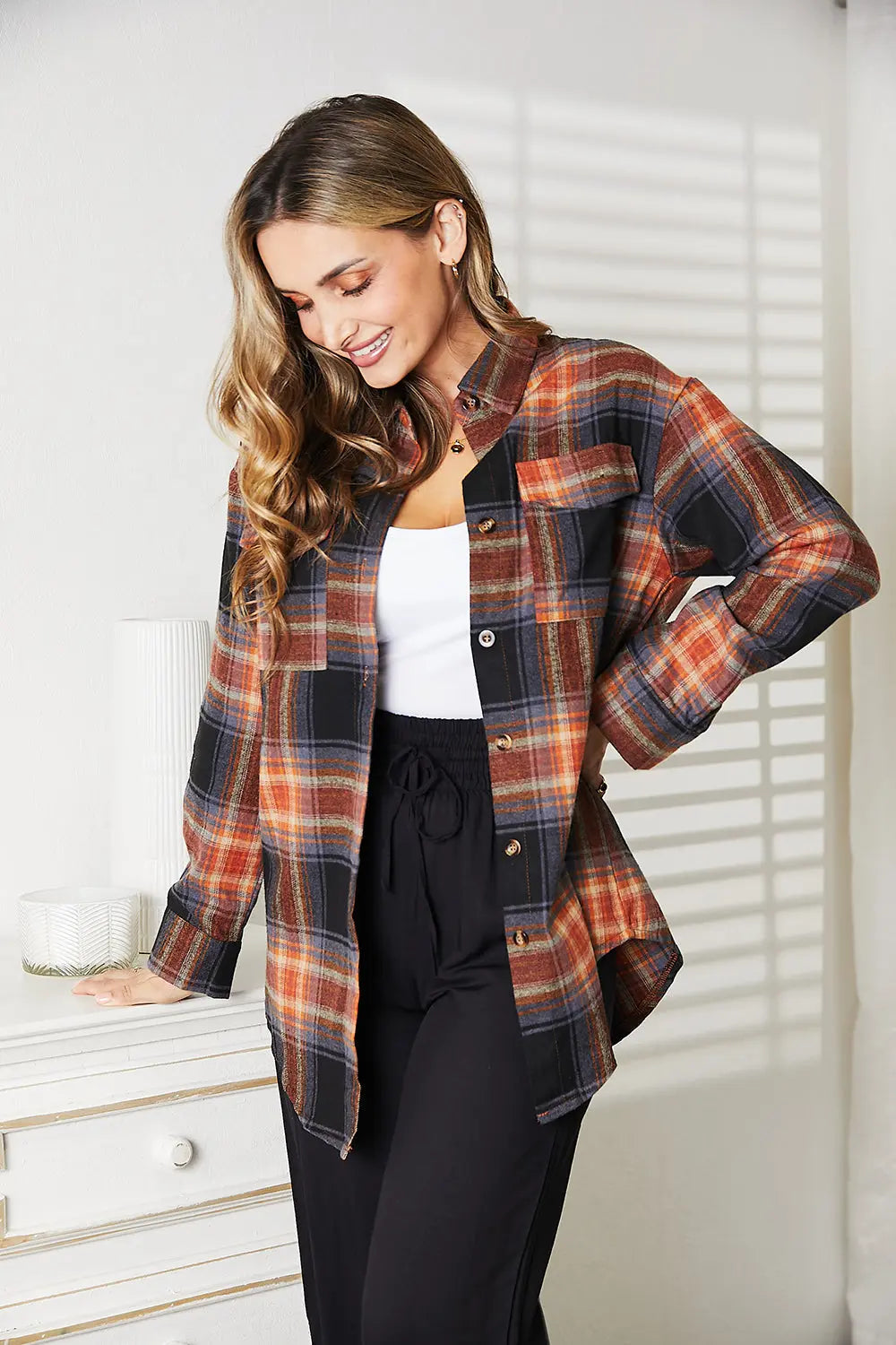 Mae Plaid Dropped Shoulder Shirt - ThingsWeUseAndLove 