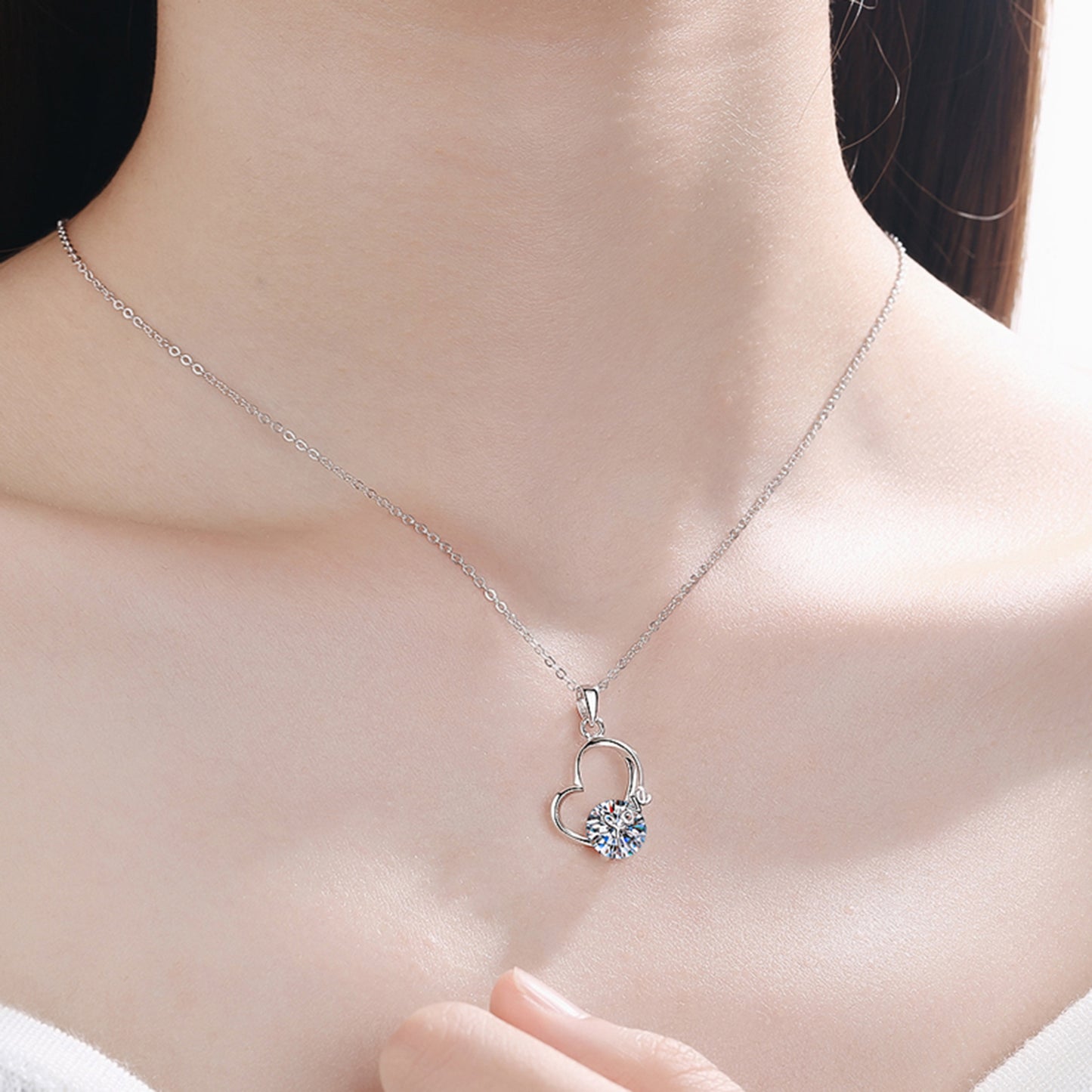 2 Carat Moissanite Heart 925 Sterling Silver Necklace - ThingsWeUseAndLove 