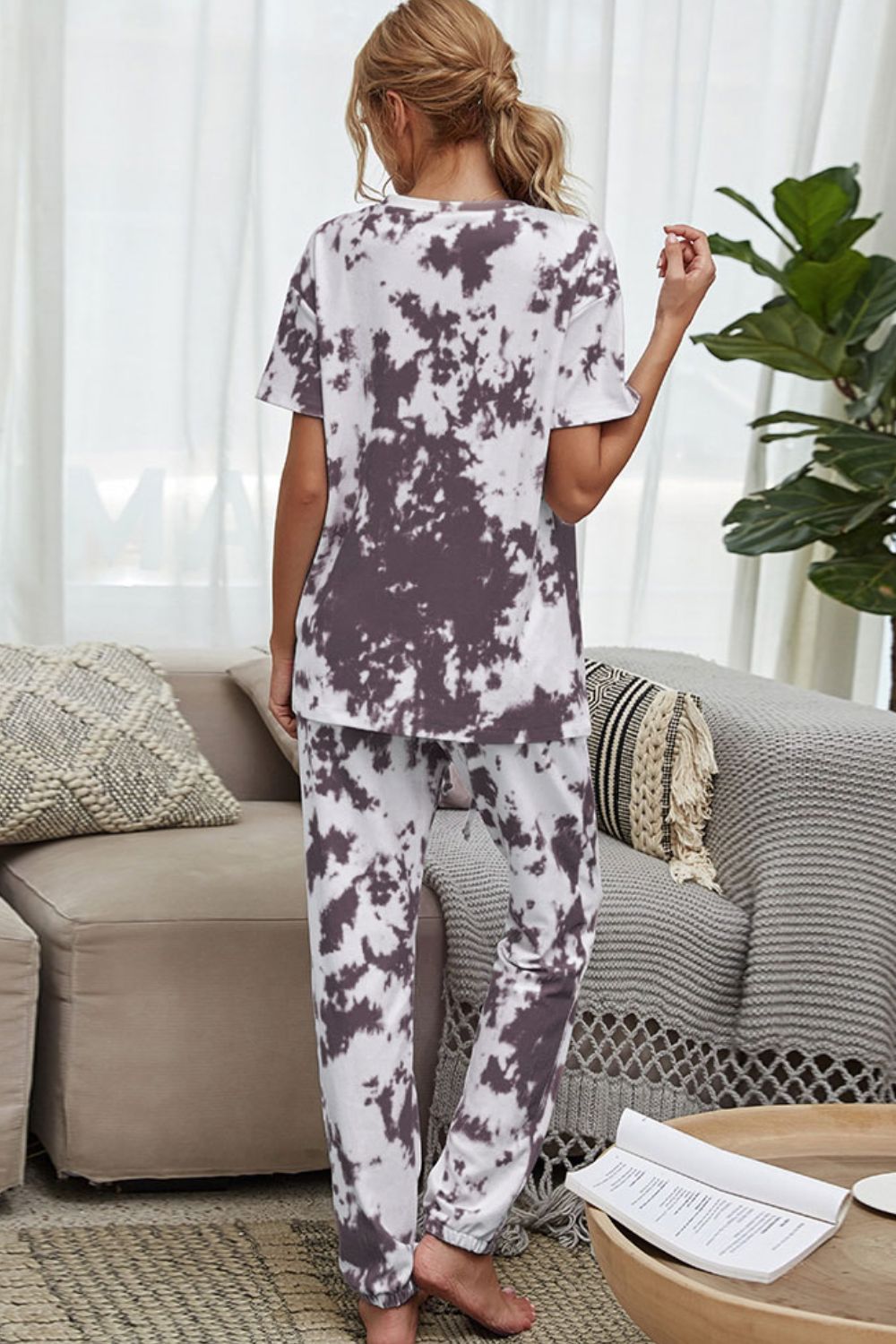 Addison Tie-Dye Tee & Drawstring Waist Joggers Lounge Set - ThingsWeUseAndLove 