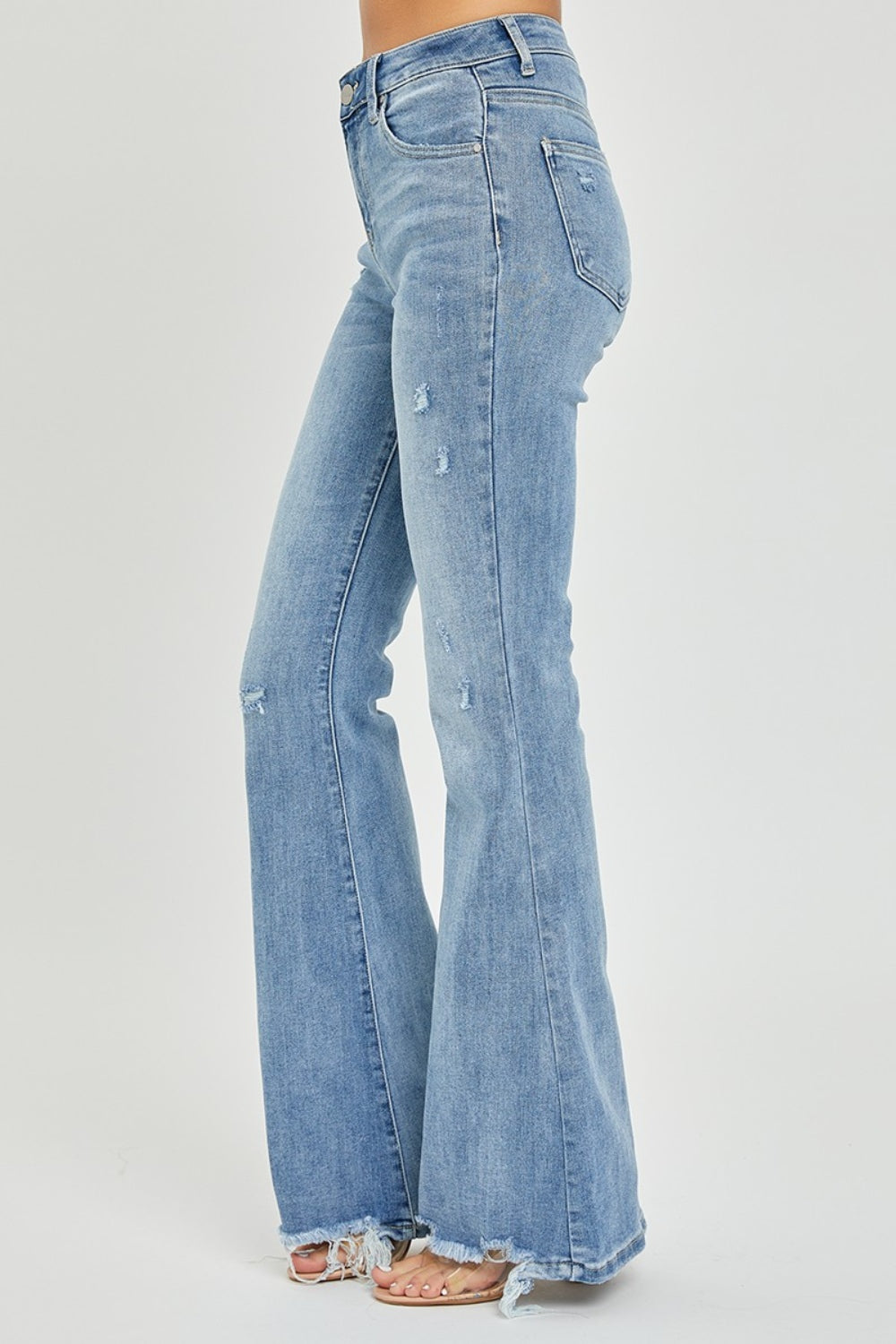 High Rise Frayed Hem Flare Jeans - ThingsWeUseAndLove 