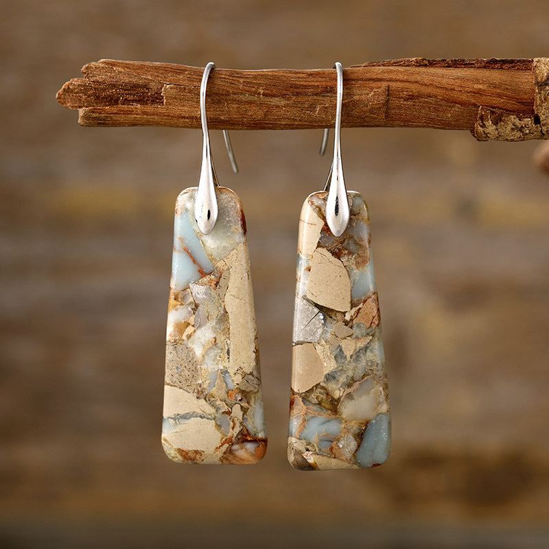 Copper Natural Stone Earrings - ThingsWeUseAndLove Yellow-Silver-One-Size