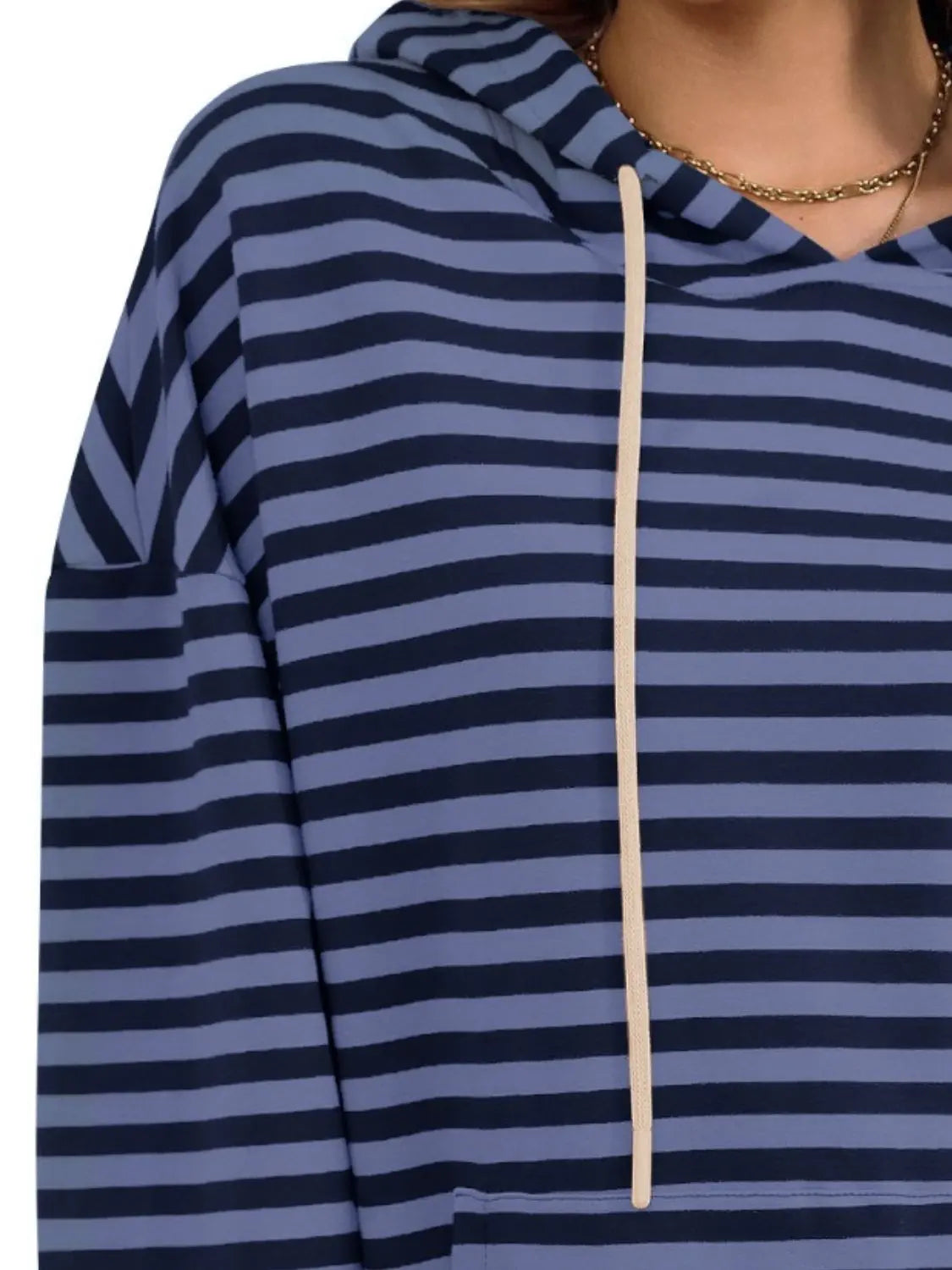 Drawstring Striped Long Sleeve Hoodie - ThingsWeUseAndLove 