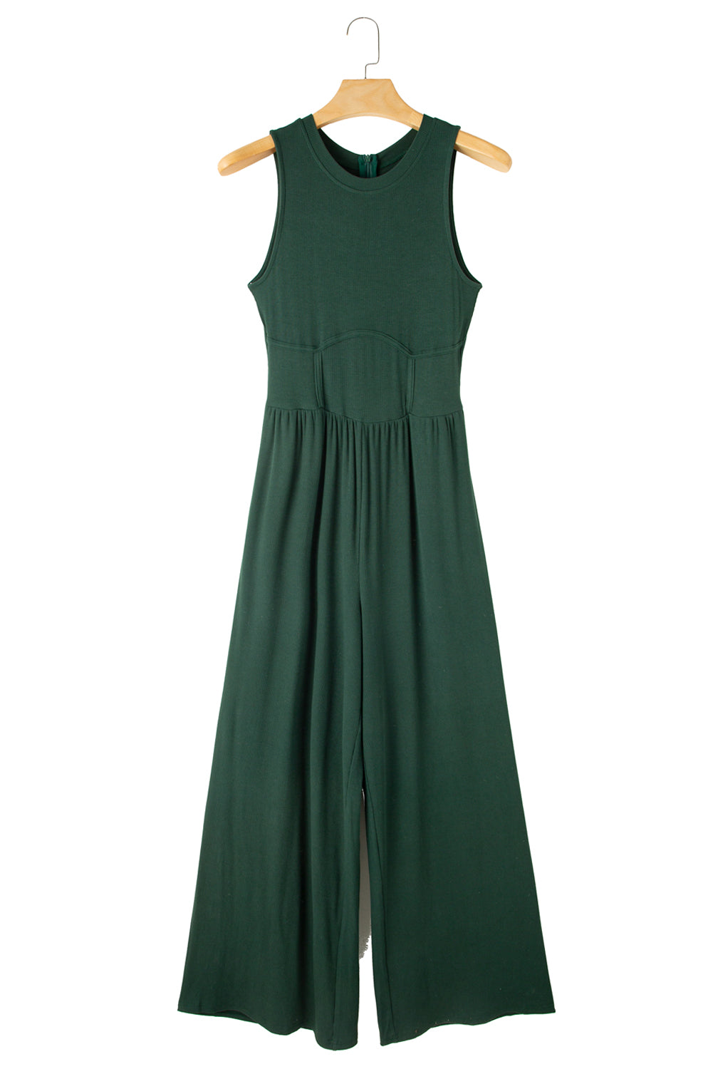 Blackish Green Sleeveless High Waist Wide Leg Jumpsuit - ThingsWeUseAndLove 