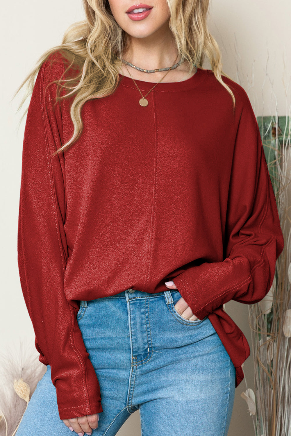 Casual Seam Long Sleeve Top - ThingsWeUseAndLove 