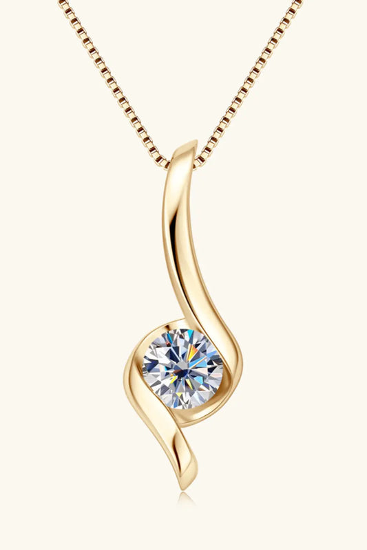 1 Carat Moissanite 925 Sterling Silver Necklace - ThingsWeUseAndLove Gold-One-Size