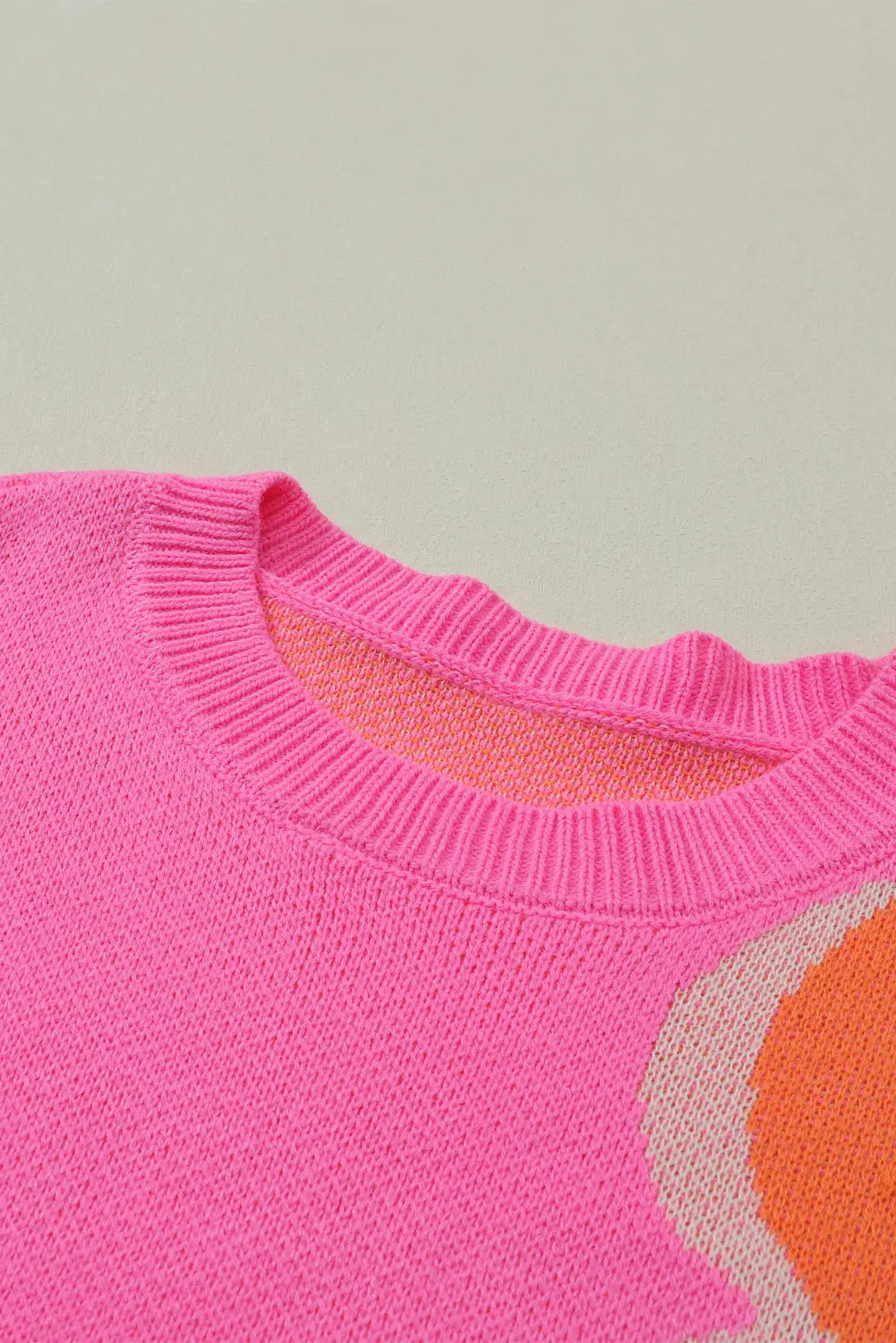 Pink & Orange 60s Floral Cable Knitted Sweater - ThingsWeUseAndLove 